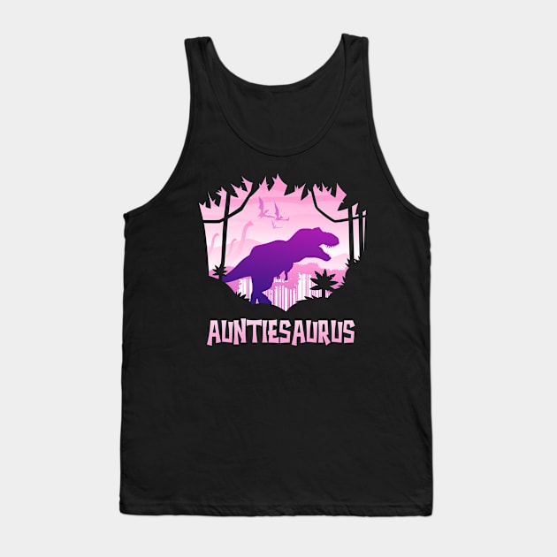 Auntiesaurus T-Rex Auntie Saurus Matching Dinosaur Tank Top by PinkyTree